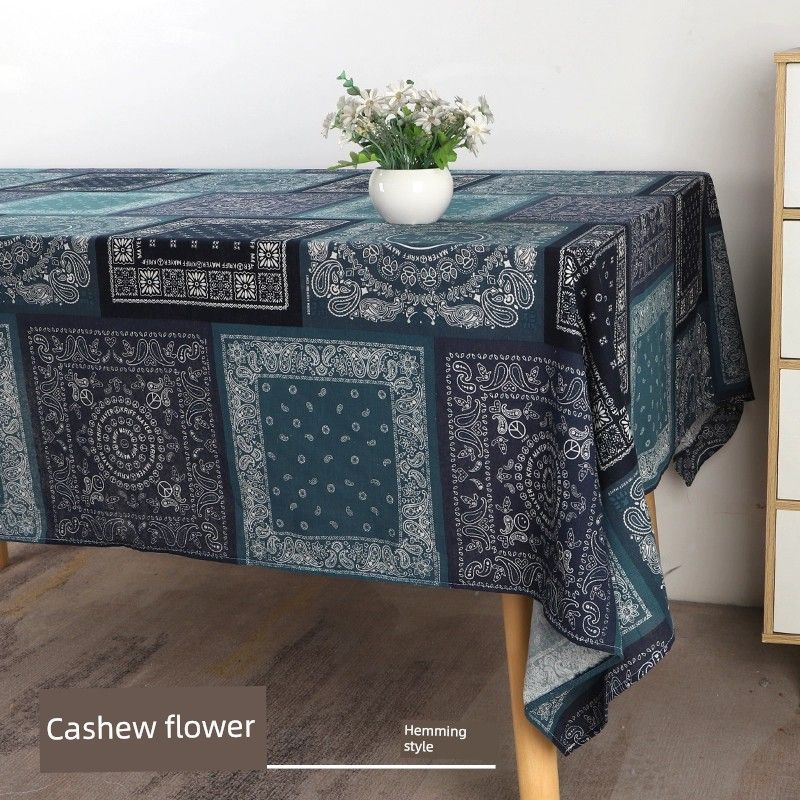 

Скатерть в стиле ретро бохо, этническая, хлопково-льняная, с принтом, ткань для барного стола, столовой, рукоделие, скатерть для кофейного столика, прямоугольная скатерть Cashew flower [Hemming]] 50*145cm