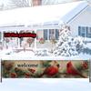 Welcome Winter Fence Banner, Red Pinecone Snowflake Design, Polyester Outdoor Garden Party Festival Decoration