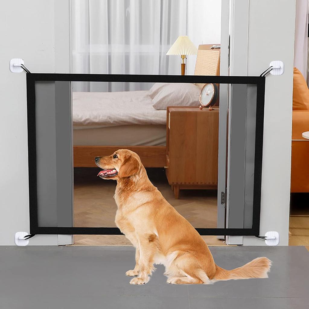 1pc Home Dog Gate Portable Folding Pet Gate Magic Indoor Mesh Dog Gate for Stairs and Doorways