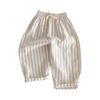 Kids' Striped Drawstring Pants - Linen Cotton Loose Fit Trousers