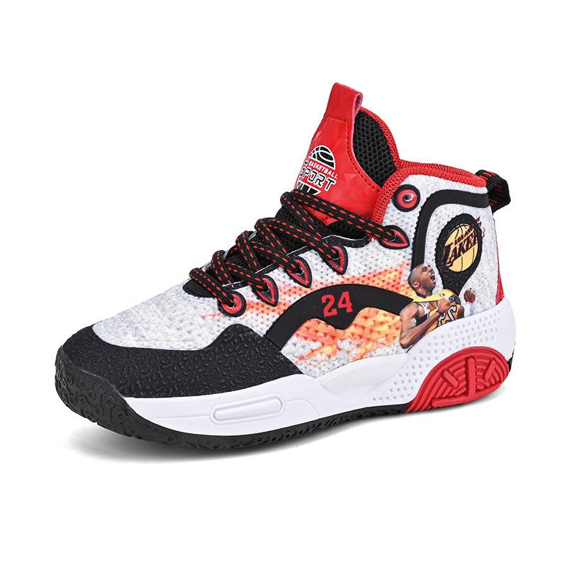 Boys' Soft-Soled Basketball Shoes, 2025 Spring/Autumn Kobe Shock-Absorbing Sports Boots for Big Kids & Primary Students
