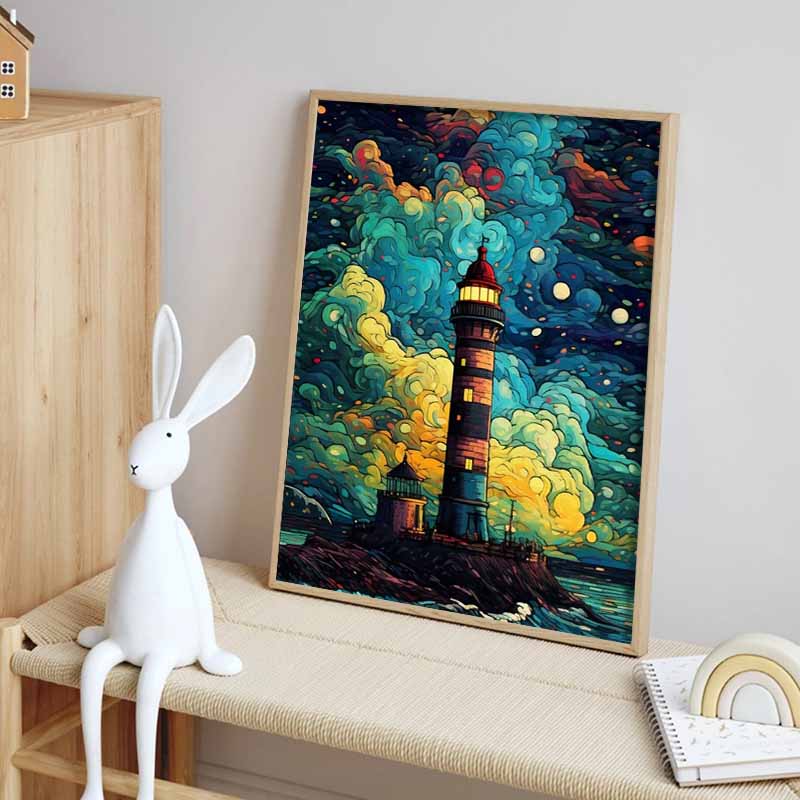 DIY Diamond Painting Lighthouse Cross Stitch Kit Mosaic Art Diamond Painting Full Circle Diamond Home Decoration