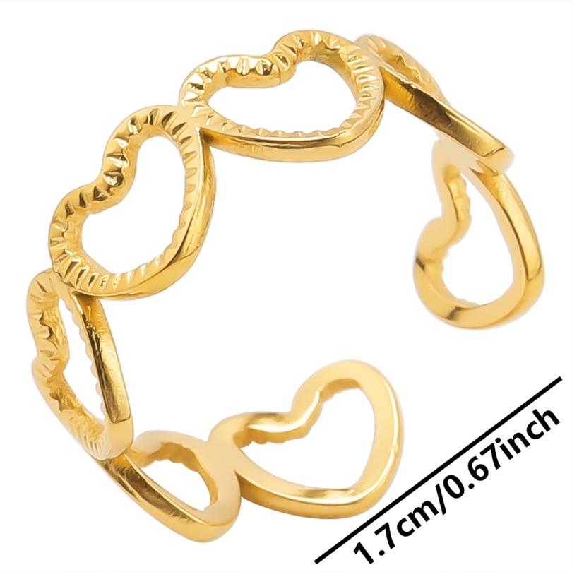 1/5Ppcs/Lot Real Gold Plated Stainless Steel Rings For Women Men Accessories Open Adjsutable Chunky Butterfly Heart Ring Anillos