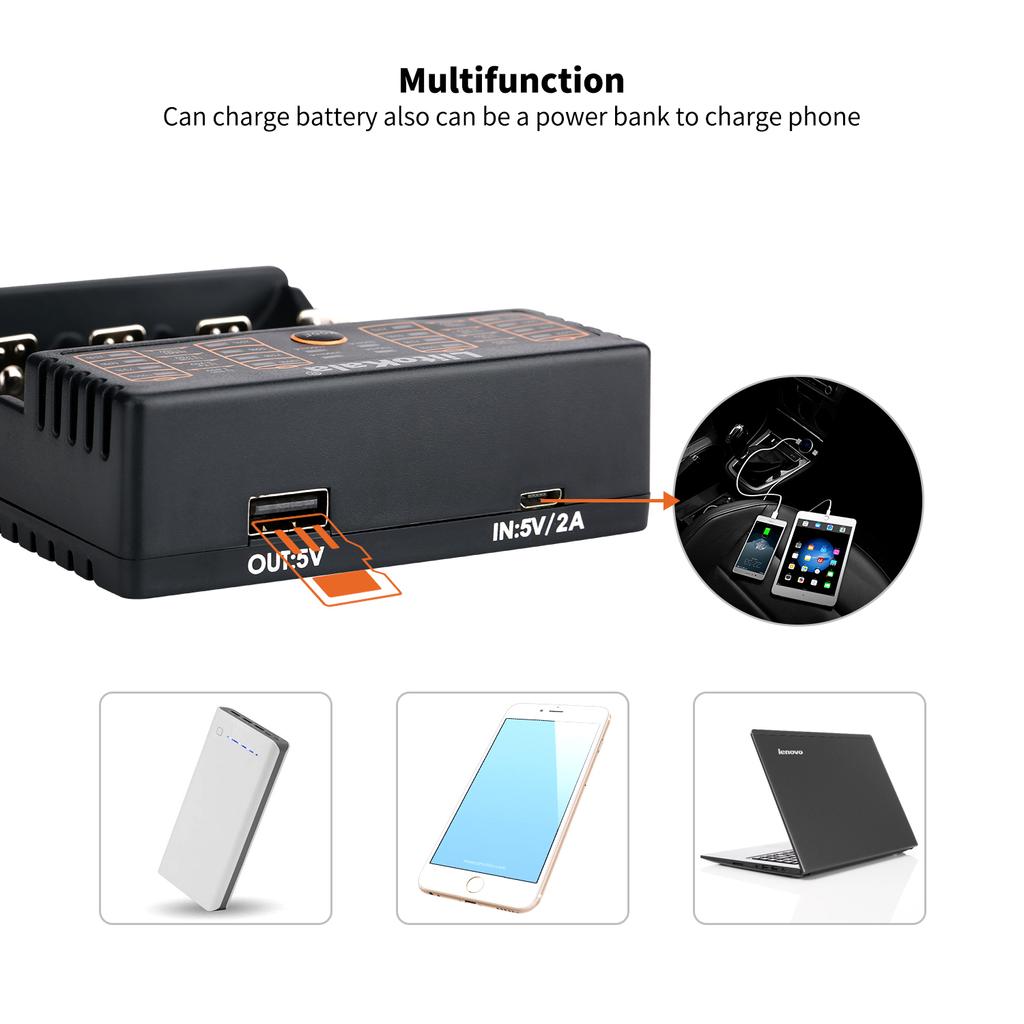 LiitoKala for 18650/26650/AA/AAA Batteries, LCD Display, Auto Detect, Overcharge Protection Lii-402 Multi-Purpose Charger