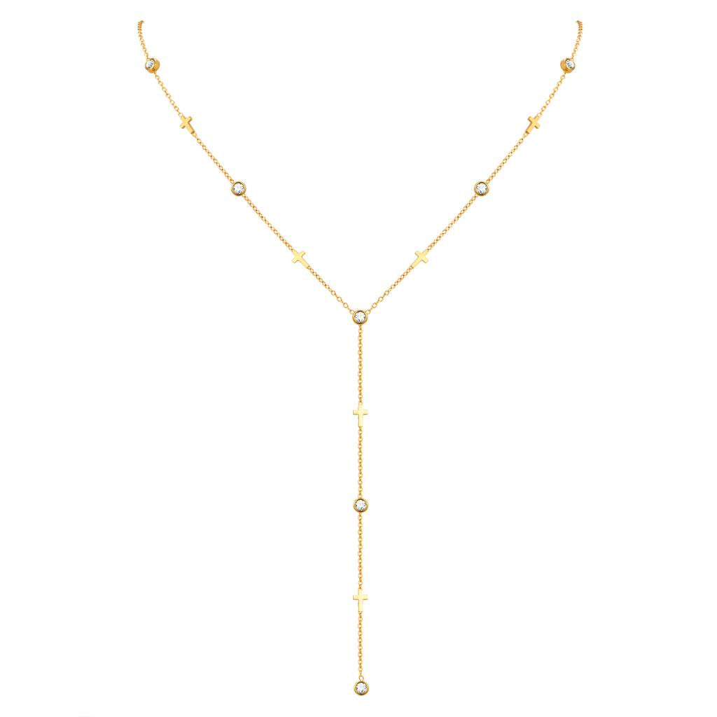 Xiaomi Vnox Light Luxury Stainless Steel Zircon Necklaces For Women Elegant Small Cross Heart Bow Star Choker Long Chain Jewelry