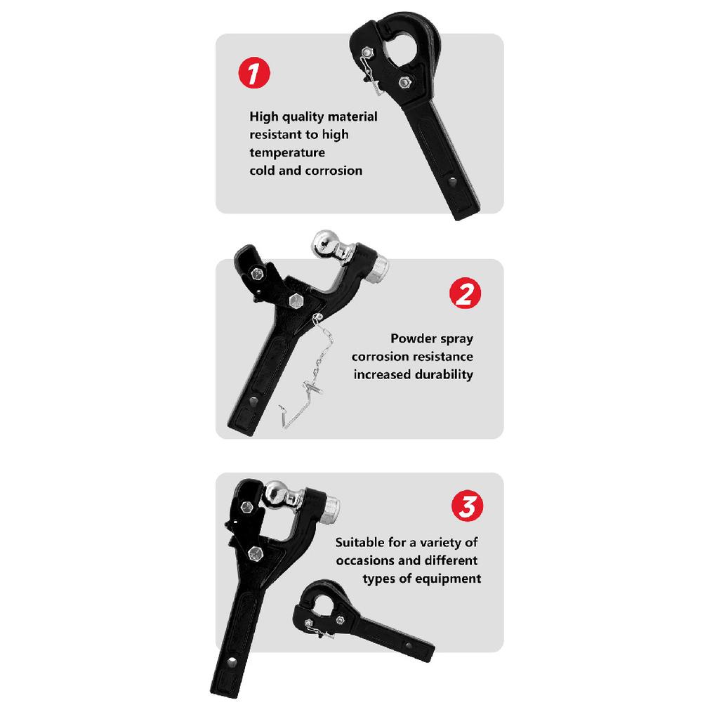 Car Modification Trailer Hook Arm Tiger Head Rogue Hook Adapter Trailer Square Mouth Seat Towing Hook Battle Axe Hook Rear of Th