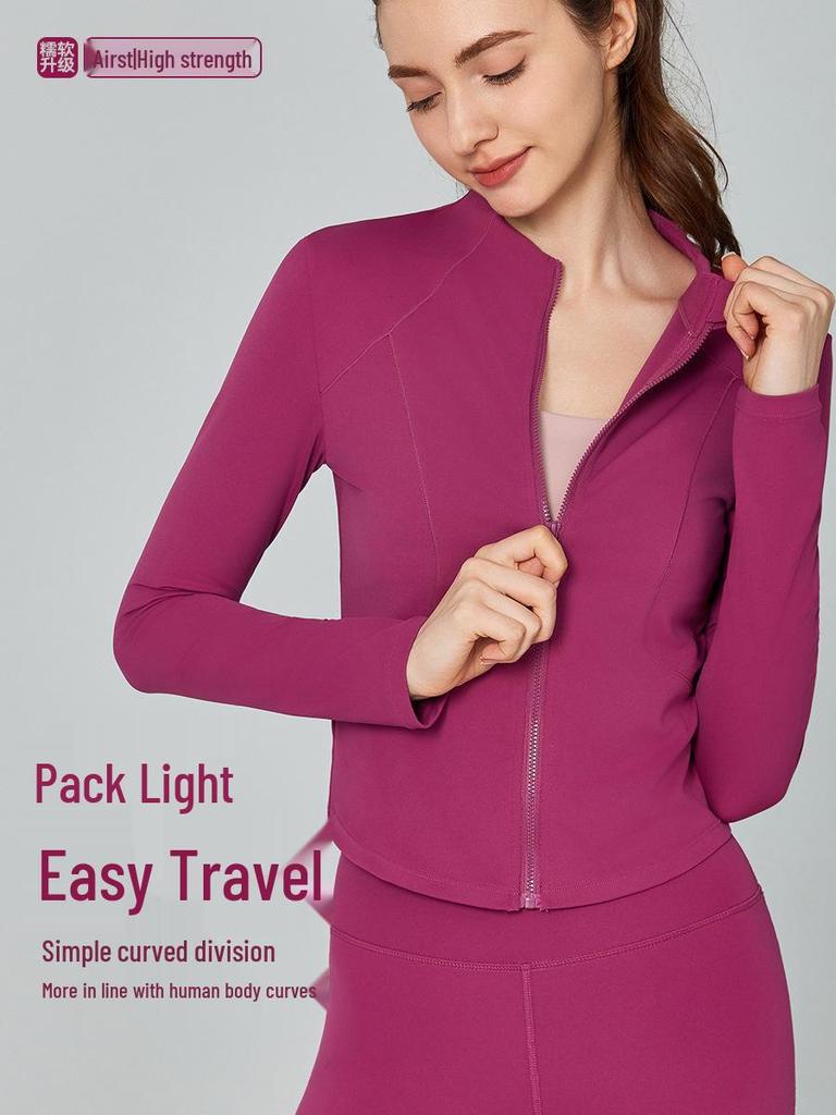 European & American Slim Fit Yoga Wear: Women's Long-Sleeve Zipper Cardigan for Autumn & Winter Running and Fitness.