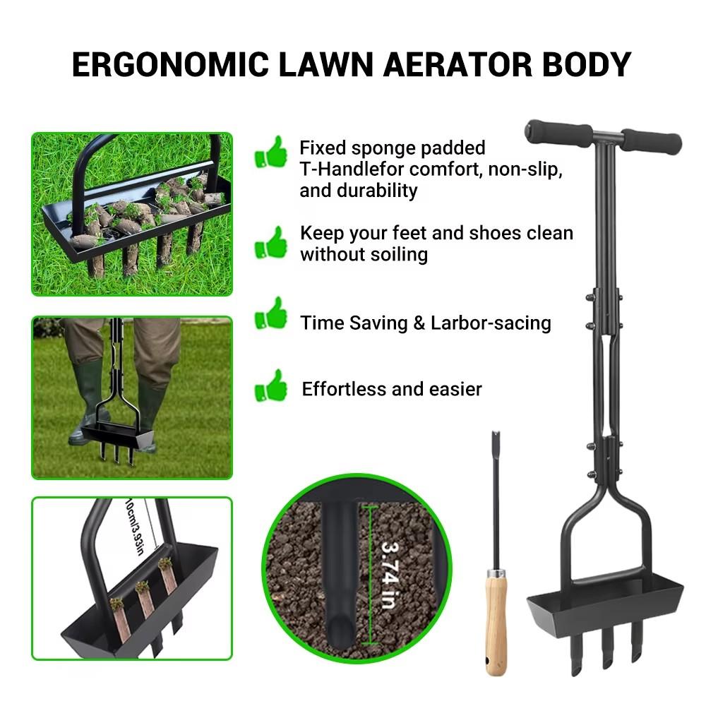 Manual Lawn Aerator Lawn Aerator Coring Tool T-shaped Handle Corer Plug Aerator Grass Aeration Gardening Tool for Lawn Yard Care