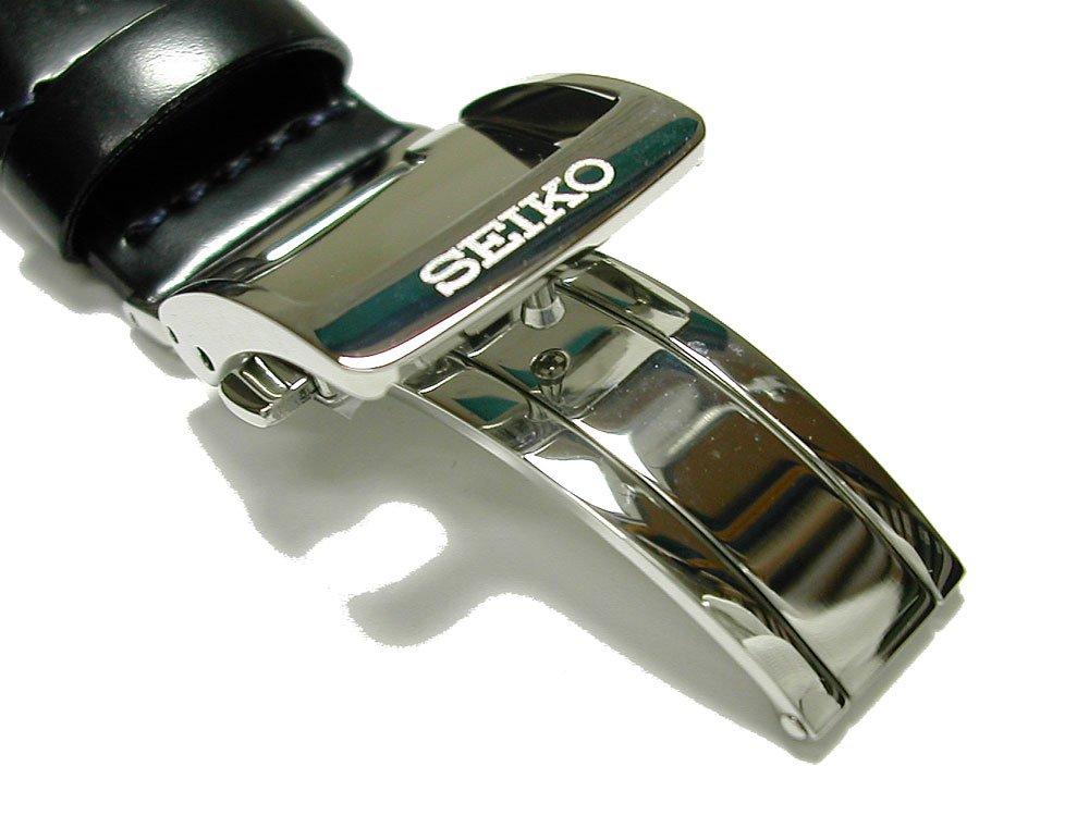 Seiko 20mm Mechanical Watch Band, Genuine Black Calfskin Leather, SARB065, Men's