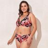 Plus Size Print  Mesh V-neck Bikinis Swimsuit , Women's Plus Medium Stretch Modest Bathing Suits