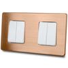 Quadruple White Staircase Light Switch Brushed Steel Pvd Copper