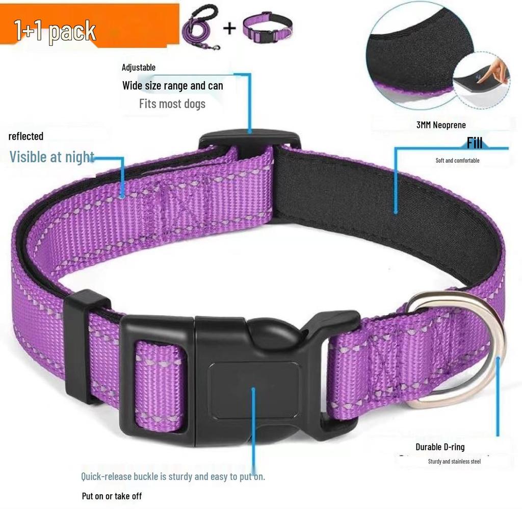 Adjustable Large Dog Collar, Reflective & Explosion-Proof Design for Dogs & Cats