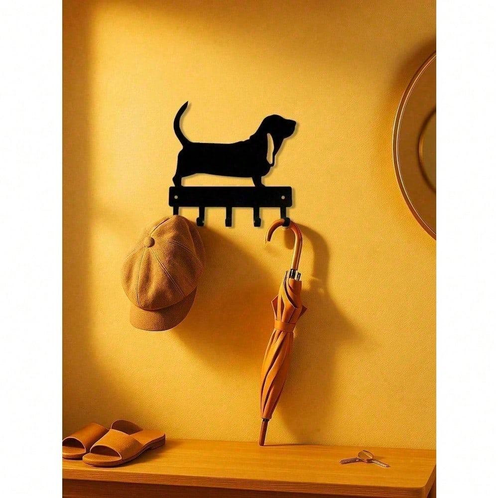 Rustic Metal Wall Hooks for Leashes, Keys, Hats, Boho Farmhouse Entryway Decor, Pet Accessories Organizer, Dog Cat Lover Gift, Kitchen Hallway Storage
