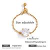 Stainless Steel Adjustable Rings for Women Waterproof Gold Plated Shiny Geometric CZ Zircon Pendant Fashion Finger Jewelry