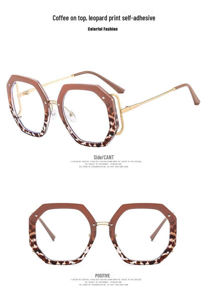 2022 Polygon Eyeglass Frame: Anti-Blue Light, Hollowed Sides, Trendy European & American Design