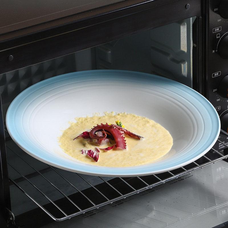 Velký talíř kulatý polévkový talíř hotelový podglazurně barevný porcelán stolní nádobí speciální keramický velký talíř talíř kreativní stolní nádobí