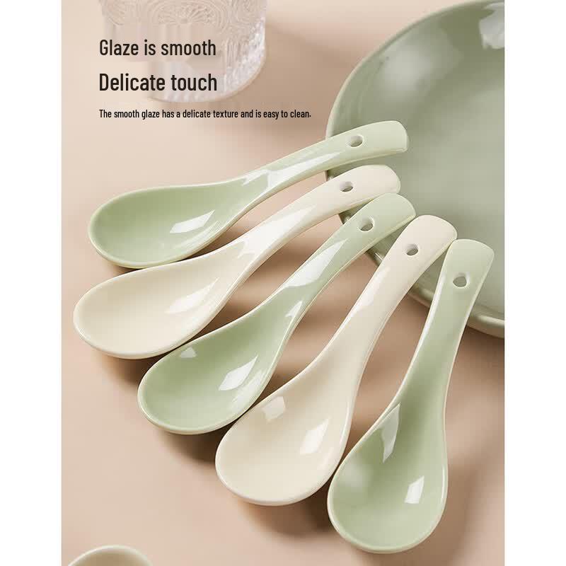 Cream Style Ceramic Soup Spoons