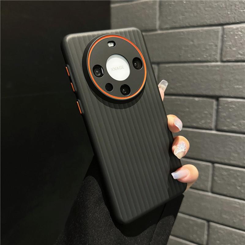 For Huawei Mate 60 Pro Plus Corrugated Grain Plating Metallic Paint Anti fingerprint PC Shockproof Anti-Slip Back Cover Case Shell