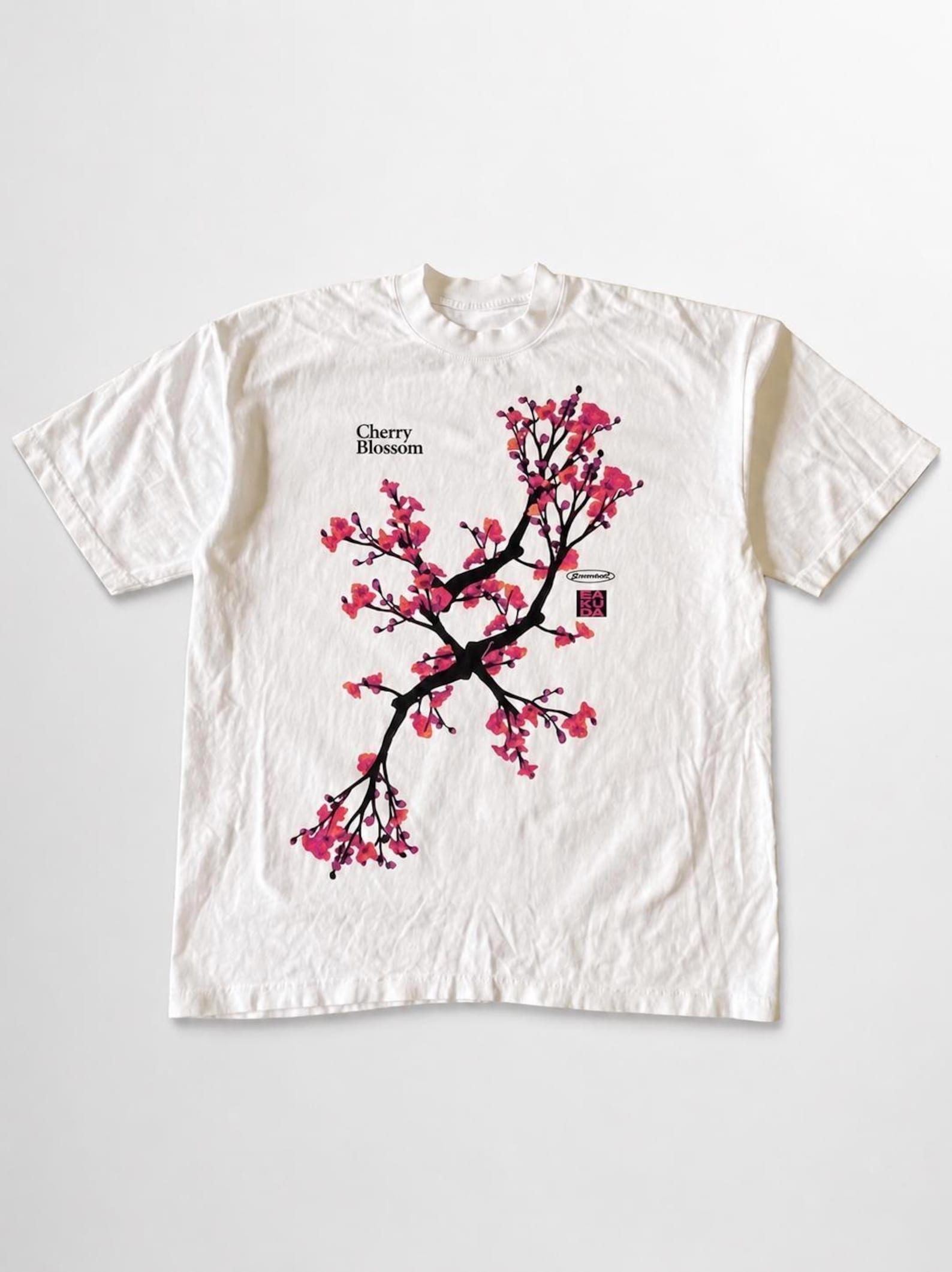 Cherry Blossom White Graphic Tee L