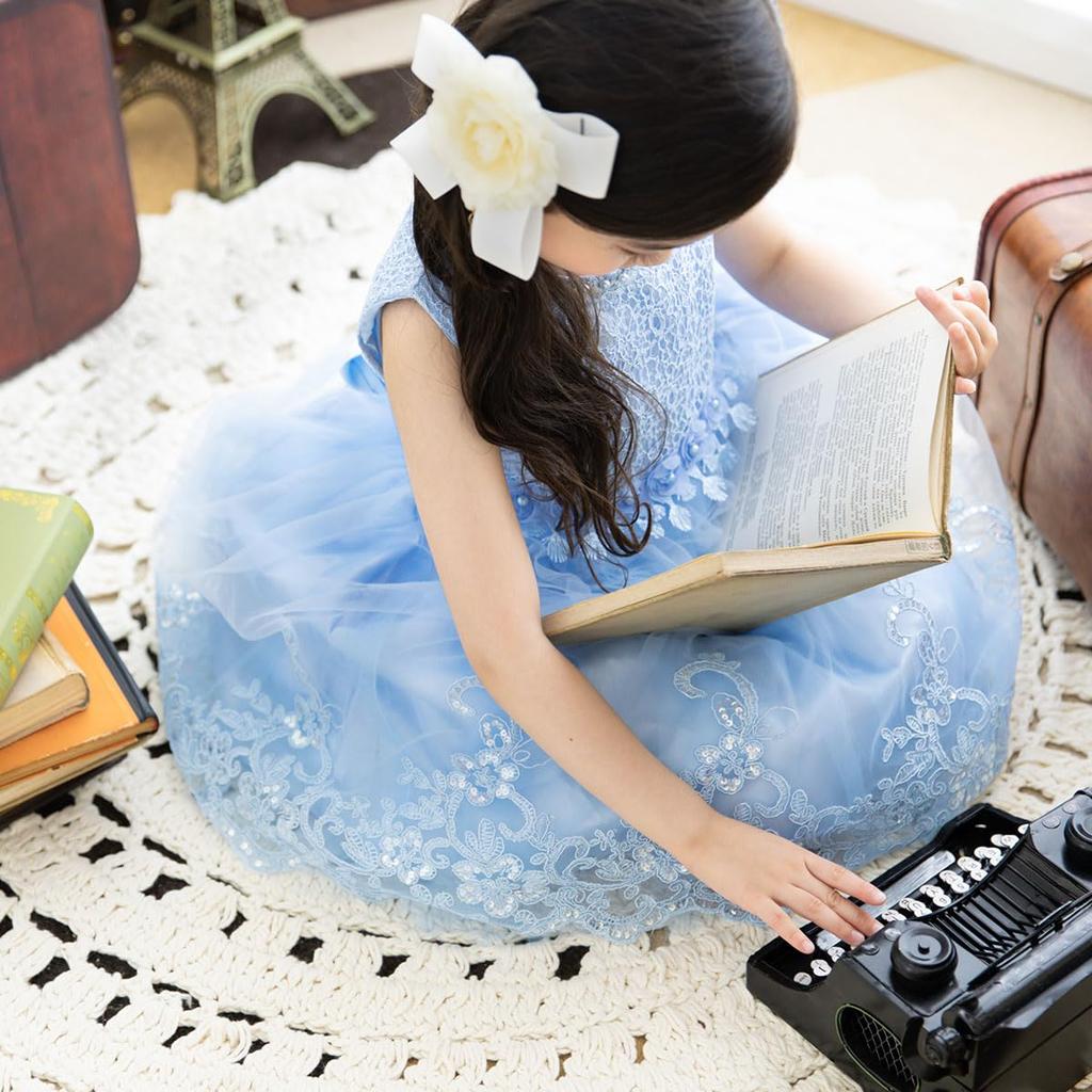 Sukienka Eikuru z Korsarzem Idealna na Fortepian i Przyjęcia Zestaw Dziecięcy, Recitale, Konkursy, Wesela, (JP, Wzrost 140cm, Niebieski)