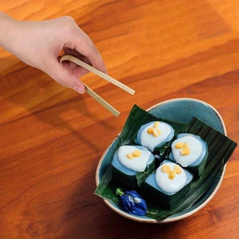 10pcs Mini Bamboo Disposable Bread Tongs Toast Tongs Disposable Cooking Tongs Food Serving Clips For Hotel/Restaurant 25g/35g/50g/65g