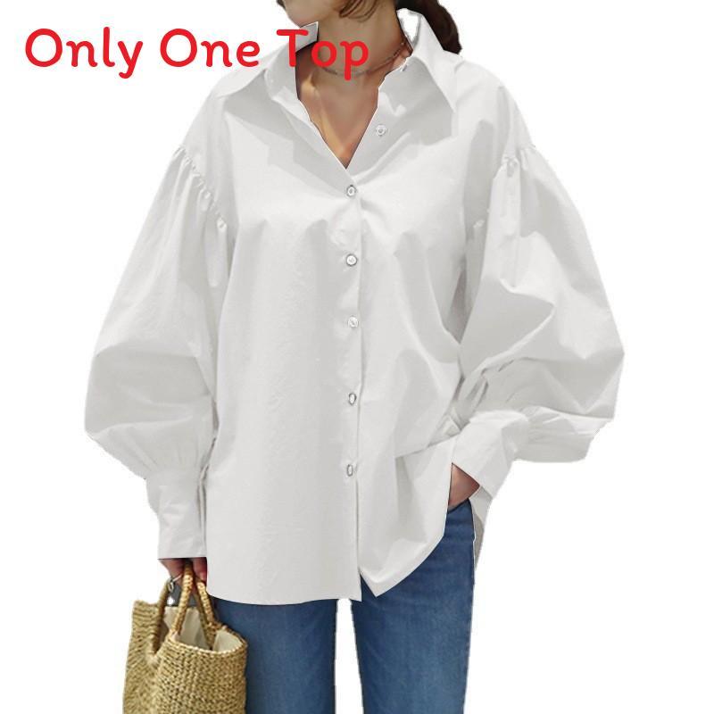 Womens Casual Shirt With Lantern Sleeves And Splicing For Office Wear And Spring