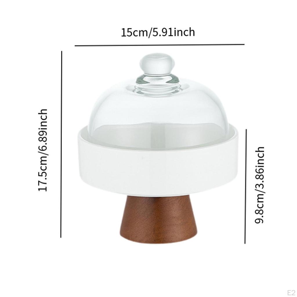 Elegant Wooden Cake Stand with Glass Cover for Desserts And Pastries