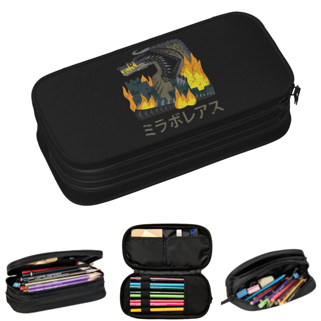 Monster Hunter World Iceborne Nargacuga Kanji-Symbol Federmäppchen Schüler Schulsport Stiftebox Federtasche Große Aufbewahrung Stifteetui