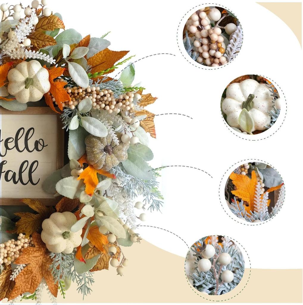Thanksgiving Christmas Wall Decoration Wreath Frost Leaf Pumpkin Autumn Color Wreath Pendant Maple Leaf Asia