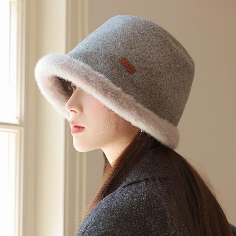 Winter Hat Women's Velvet Thickened Burr Bucket Hat Warm Bag Head Ear Protection Fashion Basin Hat