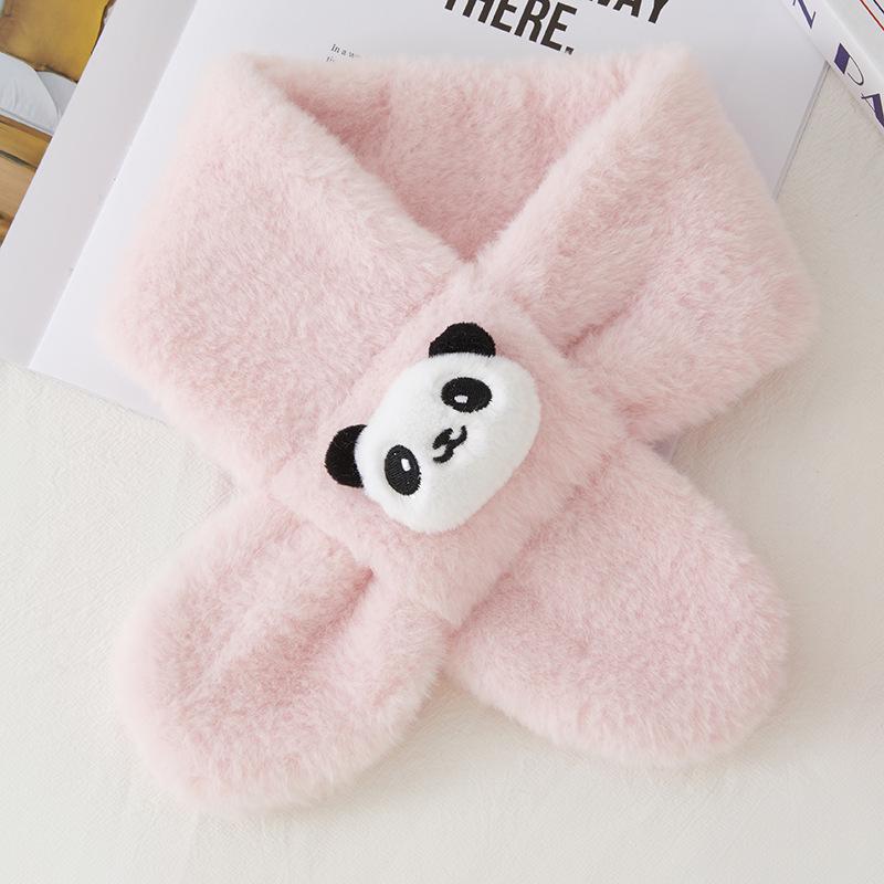 2025 Kids' Soft Thick Cartoon Bear Scarf - Warm Plush Neck Warmer for Autumn & Winter