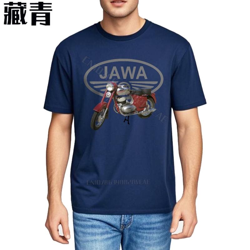 Unisexs T Shirt Adult Relaxed Fit Tshirt Jawa Motorcycle Logo On Black Summer Cheap Tshirt Retro Short Sleeve Shirt Soft