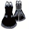 Cute Bib Apron Dress Flirty Vintage Kitchen Women Bowknot with Pocket Restaurant Kitchen Apron Dress