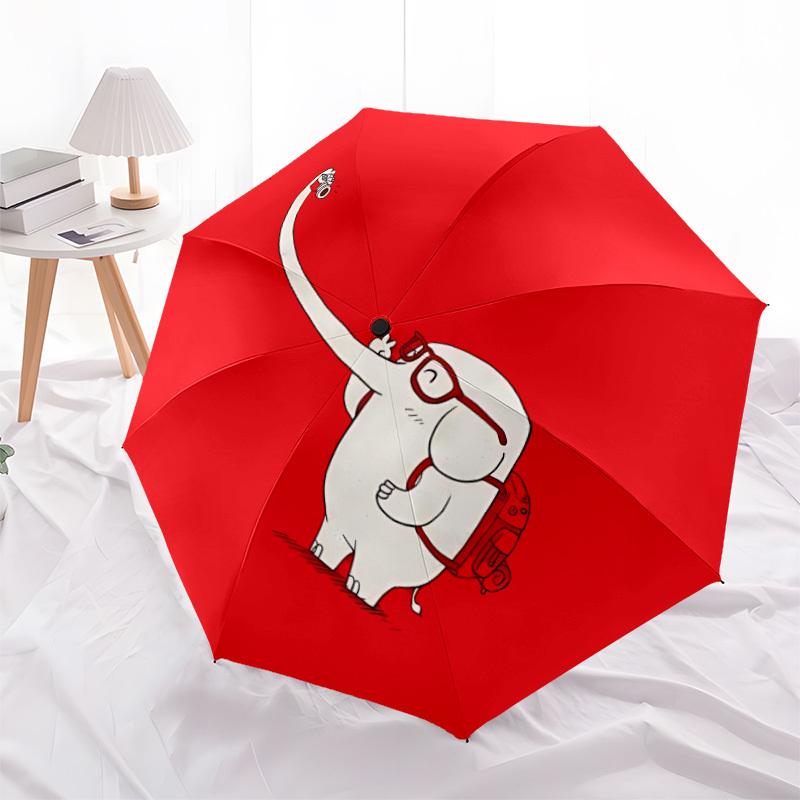 1pc Selfie Elephant Automatic Folding Umbrella, 8-Rib Durable Iron Frame, Compact Travel Umbrella for Women & Men 021