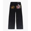 Damen Jeans mit hohem Bund und weitem Bein Lockerer Schnitt Sakura Knight Stickerei Helles Denim Hosen Amerikanischer Vintage Streetwear Lässige Lange Hosen