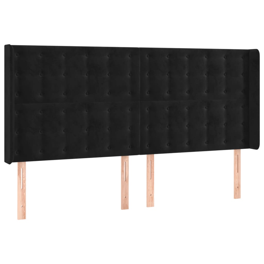 Vidaxl Wingback Headboard, Black, 203X16X118/128 Cm, Velvet