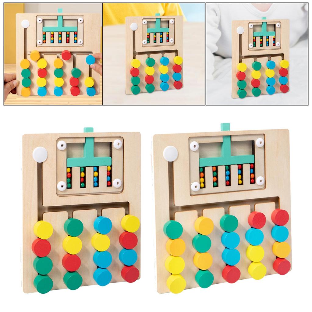 Wooden Color Matching Brain Teasers Game Activities Sorting Play Early Educational Travel Toy