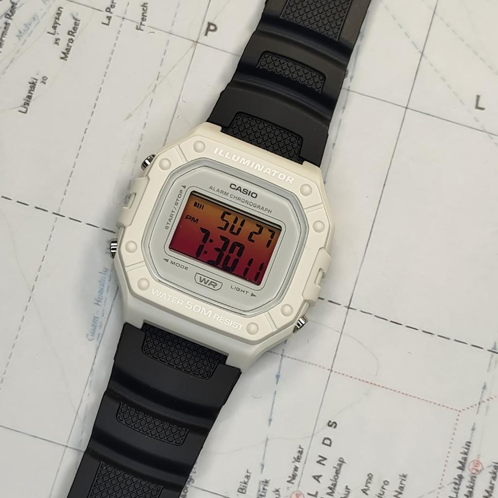 CASIO Unisex DIGITAL Series Orange Watch W-218HC-8AV(Watch3--)