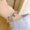 Korean Style Retro Strawberry Quartz & Letter Pendant Bracelet for Women