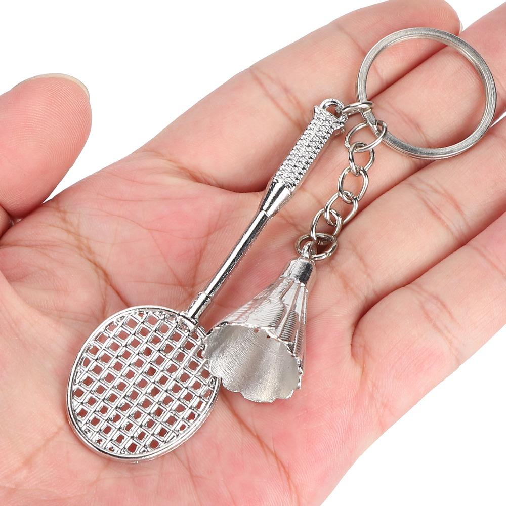 12pcs Fashionable Design Mini Sports Keychain Badminton Racket Keychain Purse Decoration