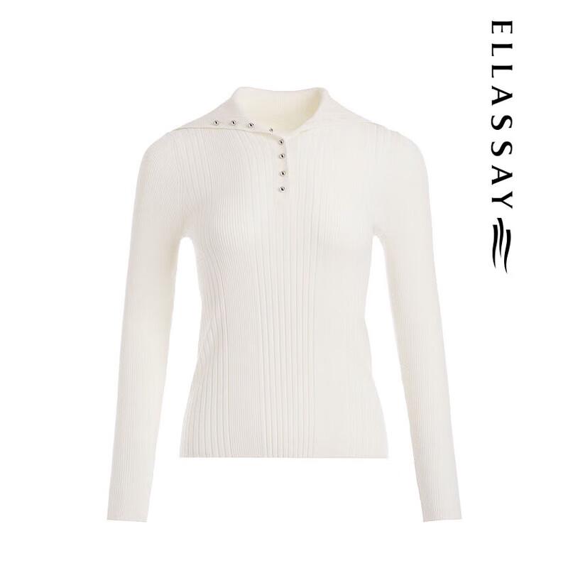 ELLASSAY Women's Merino Wool Collar Trim Knit Cardigan