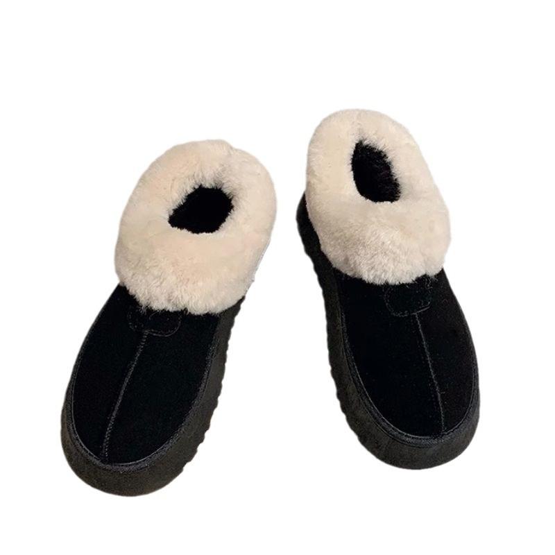 Winter Thick Soled and Furry Snow Boots for Women with Thick Foot Pedals for Warmth and Anti Slip Cotton Shoes