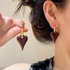 Autumn and Winter Fashion Simple Temperament Enamel Heart Shape Earrings for Women Unique Design Party Jewerly Ear Accessories