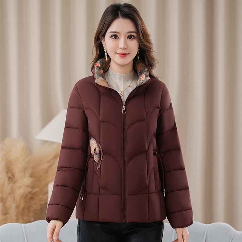 Middle-aged and Elderly Women's Clothing Cold-proof Padded Jacket Jacket Stand-up Collar Thickened Warm Down Padded Jacket