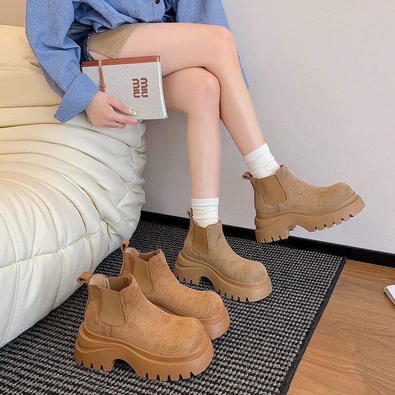 British 2025 autumn new Martin boots heightened platform fashion women's shoes versatile Chelsea boots women