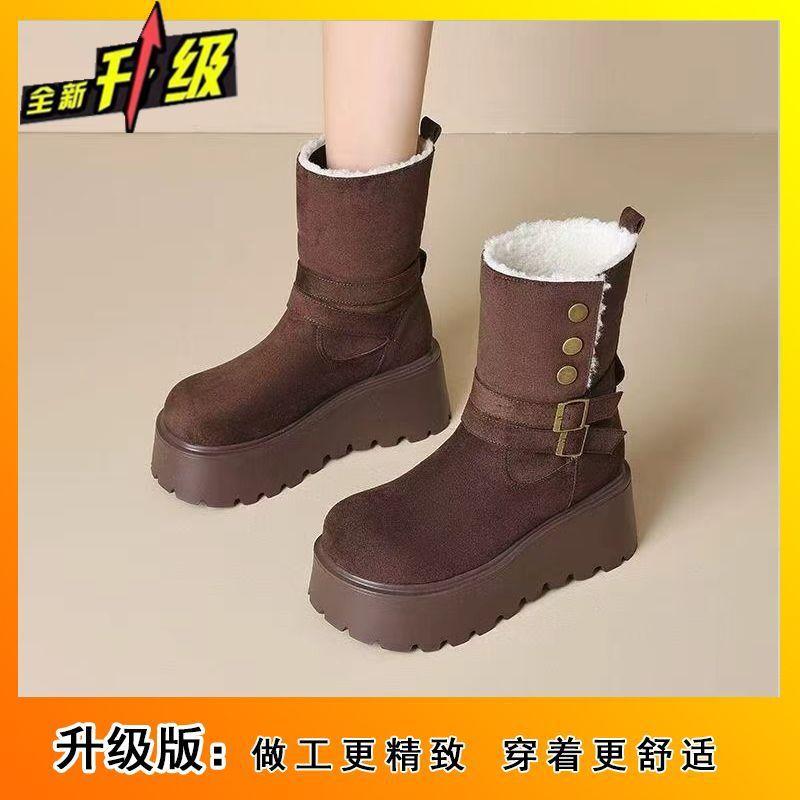 Casual thick-soled two-wear snow boots for women's autumn and winter new fashionable versatile velvet comfortable medium boots for children