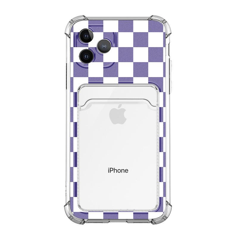 

Чехол-держатель для карт Zhitai Purple & White Plaid для iPhone 15, 14, XS Max iPhone 15