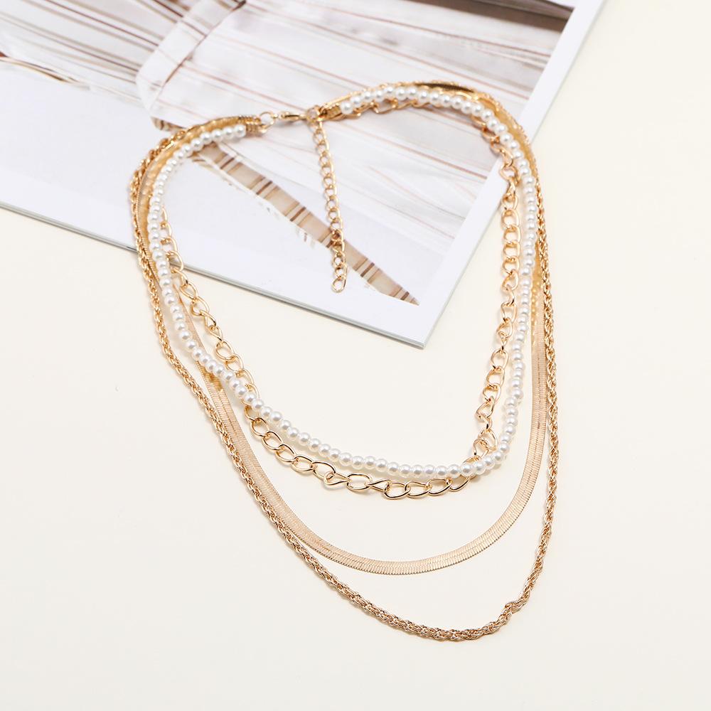 Многослойное женское ожерелье, простое темпераментное ожерелье из жемчуга, цепочка для свитера