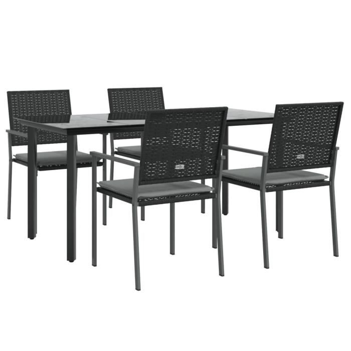 VidaXL Ensemble à manger de jardin 5 pcs coussins résine tressée acier 3187025