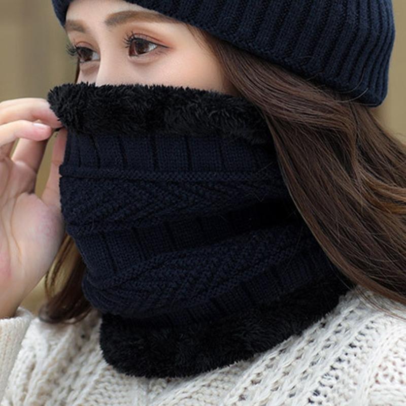 Beanie Scarf Set Men Women Winter Caps Cover Ears Winter Skullies Hat Wool Beanies Knitted Hat Scarf With Lining